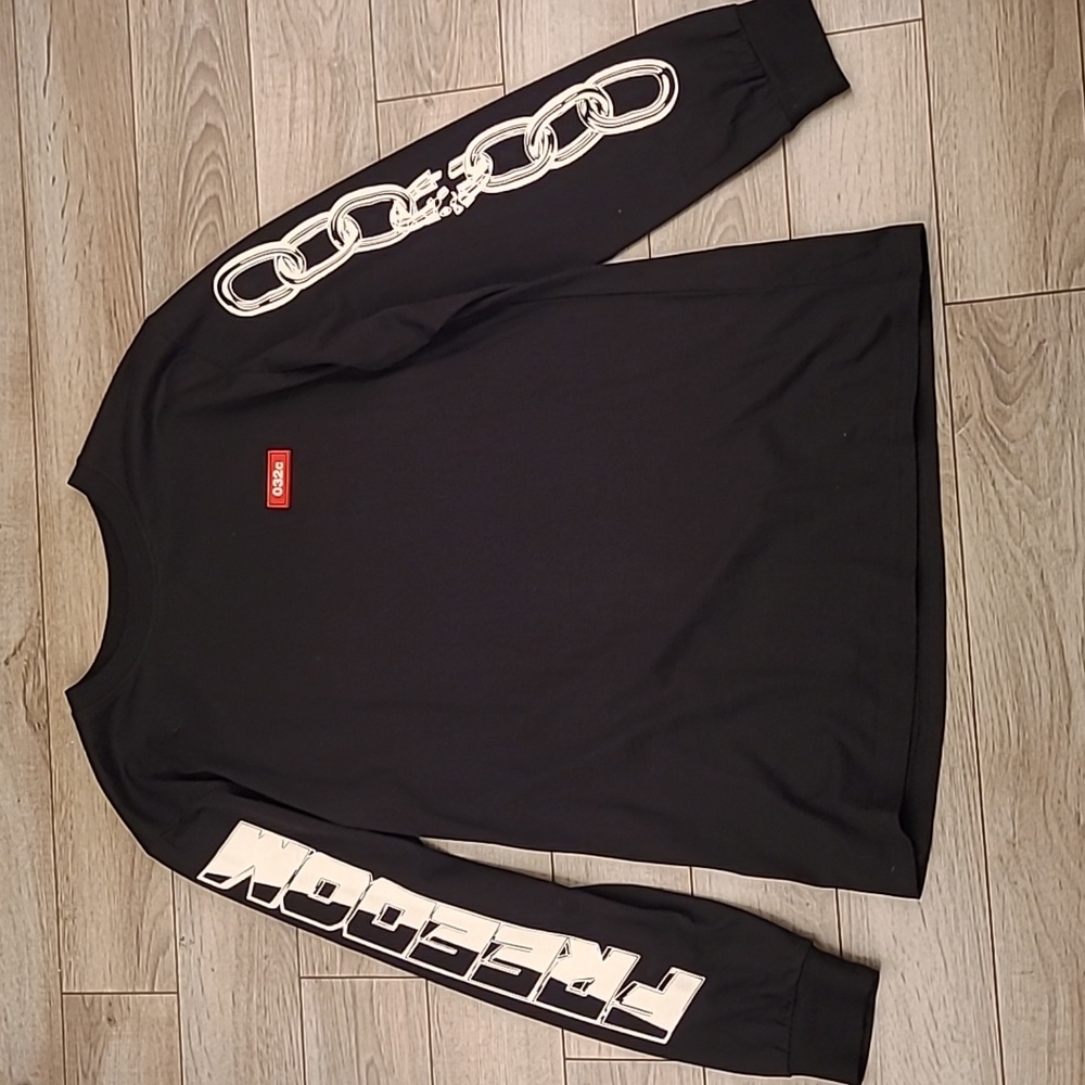 032c‎ Black Freedom Chain Link Cotton Sz Small Mens Long Sleeve T-Shirt